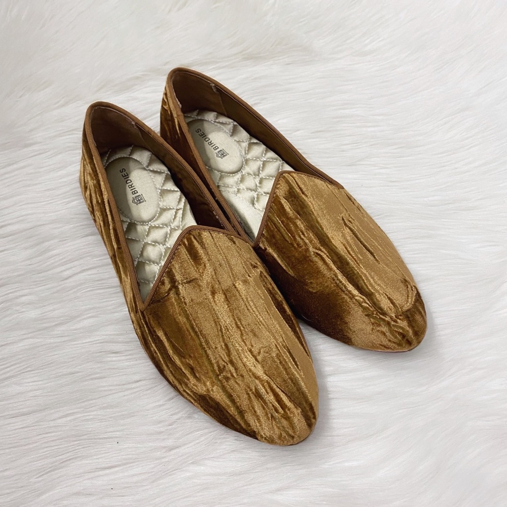 Birdies Metallic Bronze Velvet Loafers